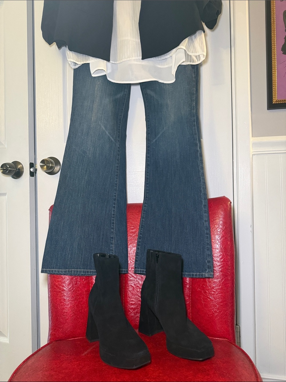Vintage Y2K New York & Company Platinum Flare Jeans Size 14T
